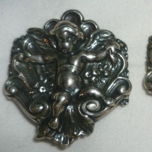 FOREE STERLING SILVER CLIP EARRINGS CHERUB ANGEL